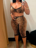Leopard Lace Trim Two Piece Set