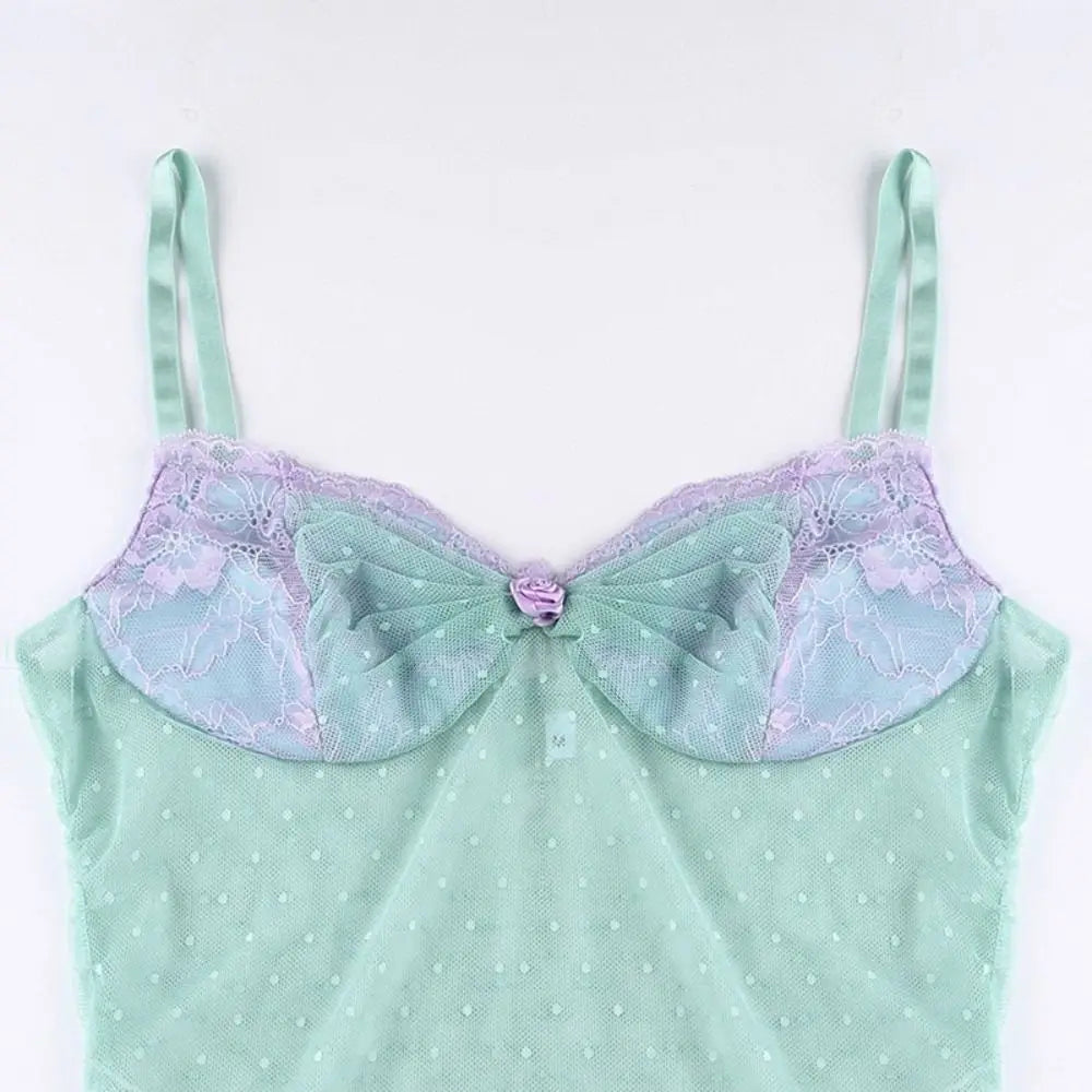 Spicy Girl Style Mesh Camisole Cross Hem Tube Top