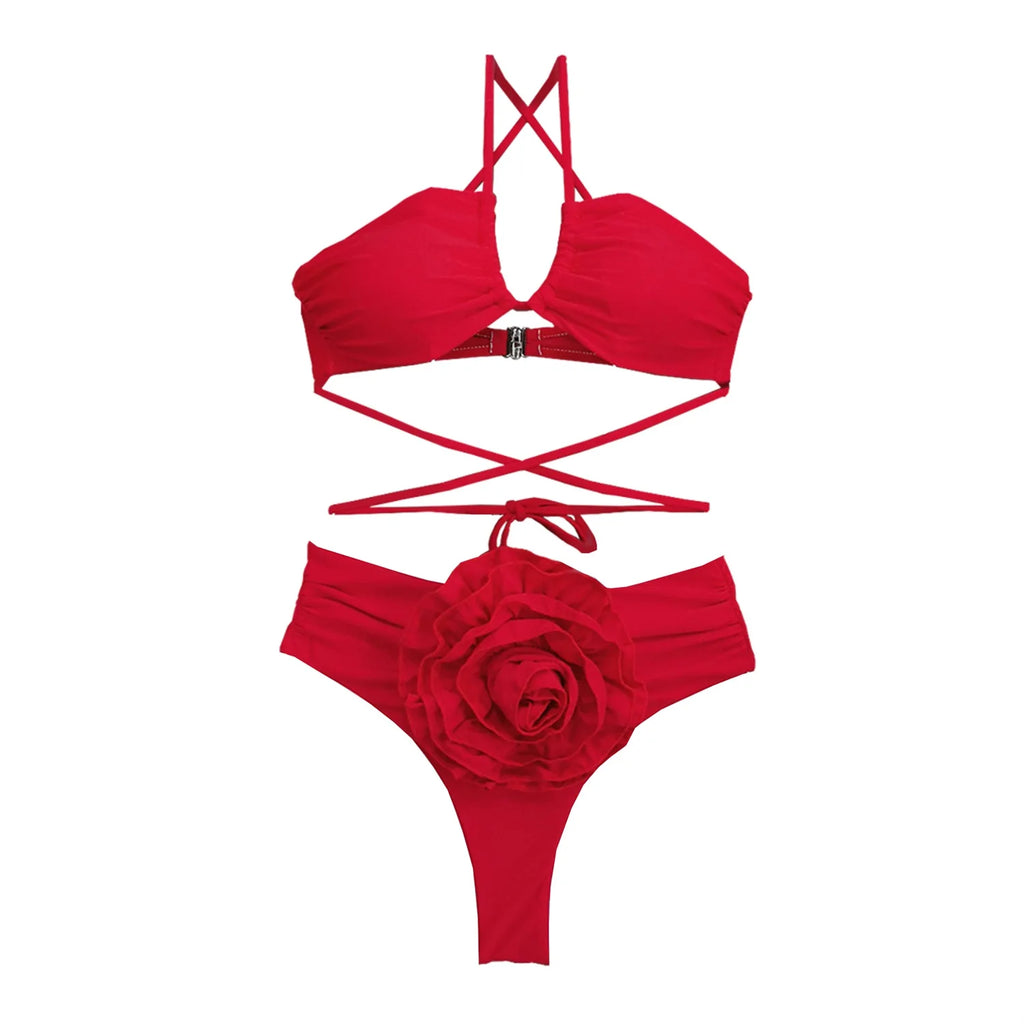 Floral Bikini Set With Cover Up Chic Beachwear