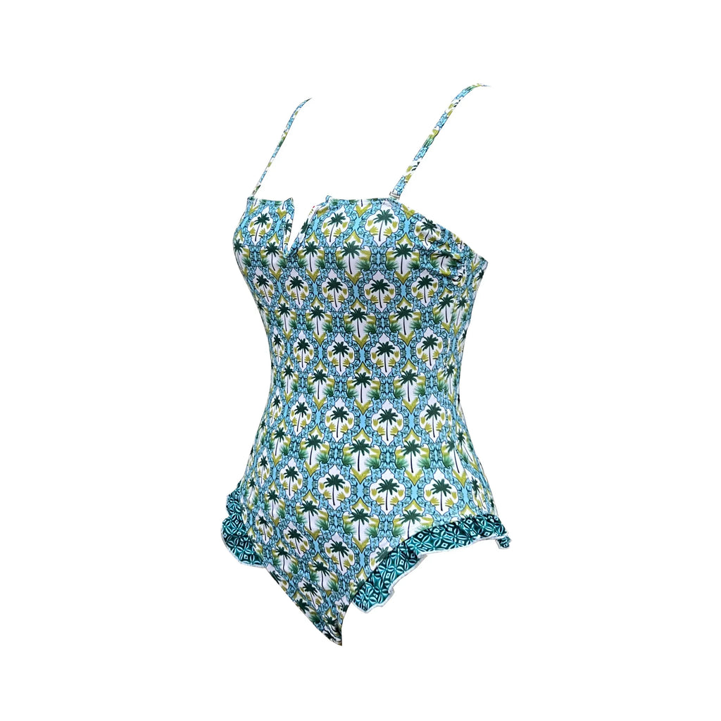Bandage One Piece Swimsuit Women Swimwear Ruffle Bodysuit Monokini