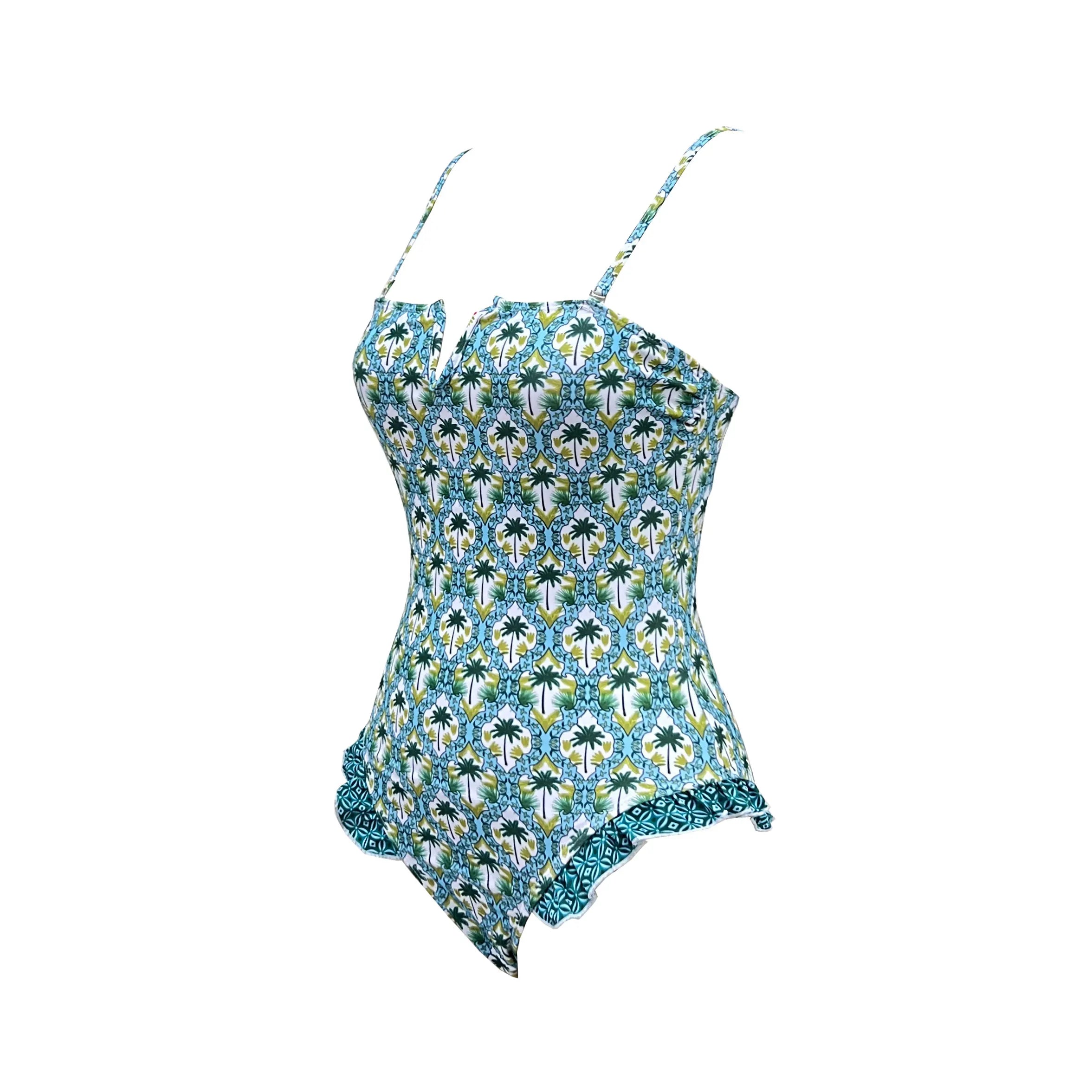 Bandage One Piece Swimsuit Women Swimwear Ruffle Bodysuit Monokini