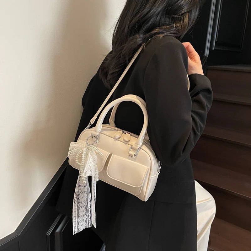 Minimalist PU Leather Crossbody With Pocket Design For Women Mini Square Shoulder Style