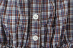 Sweet Plaid Chic Single Breasted Cropped Tops French Square Collar Puff Sleeve Blouse