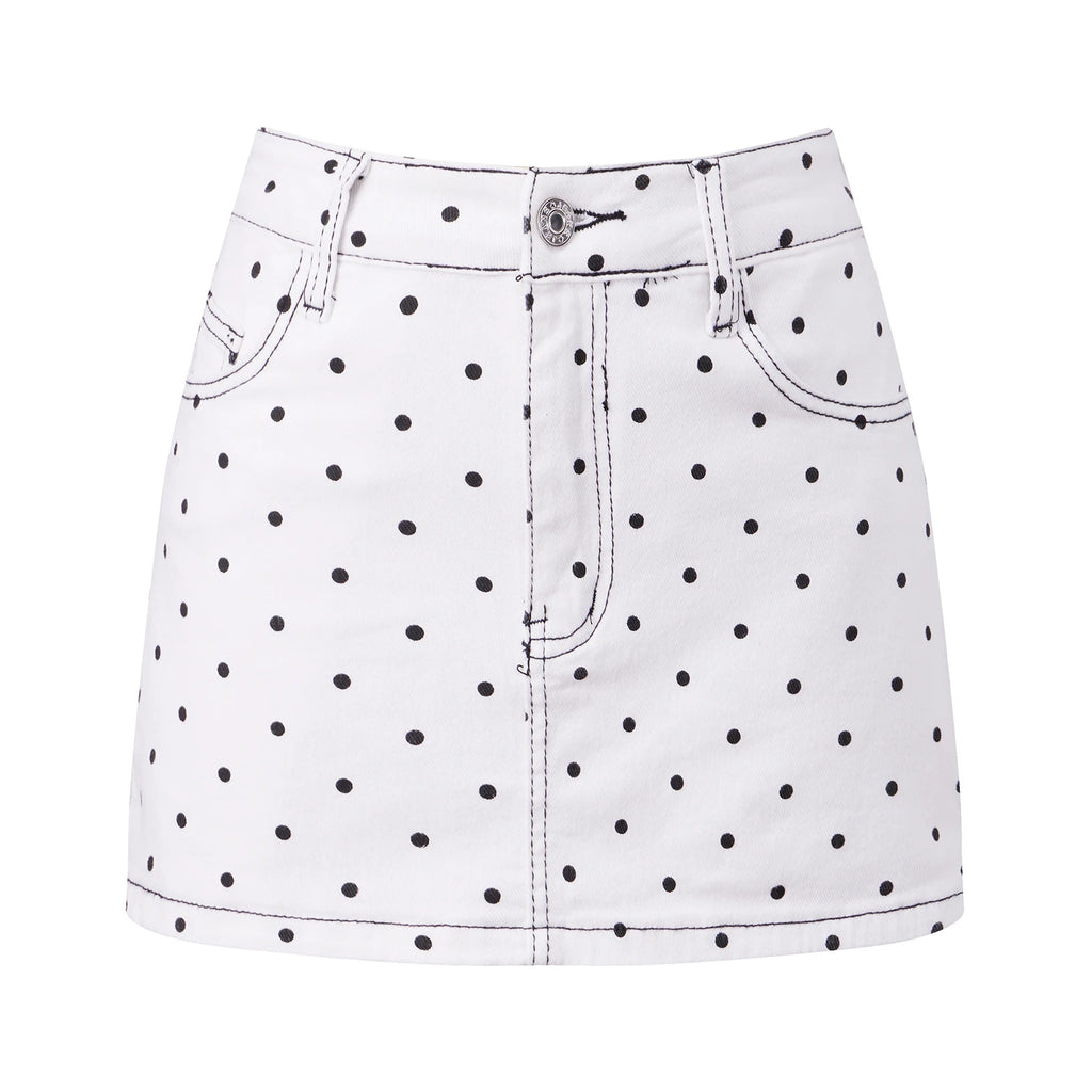 High Waist Mini Skirt With Dots Print Detail For Women Streetwear