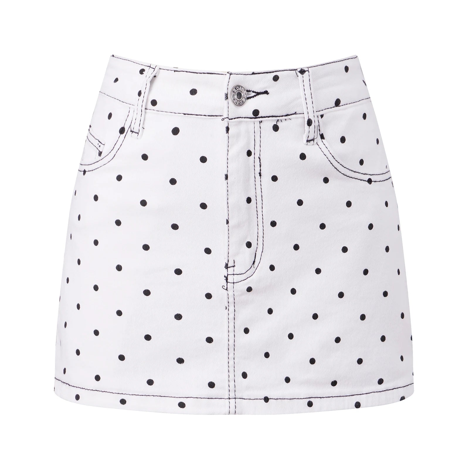 High Waist Mini Skirt With Dots Print Detail For Women Streetwear