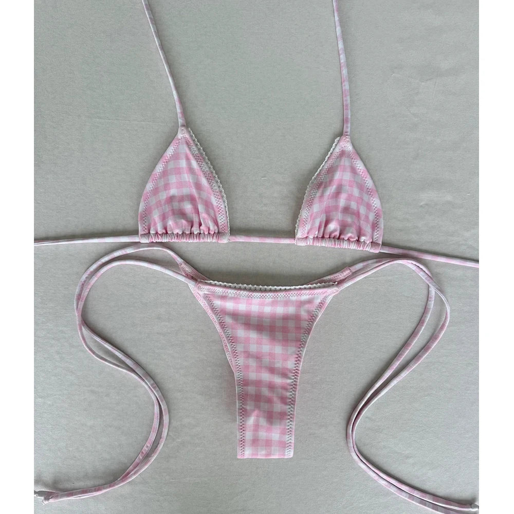 Print Micro Bikini Set Summer Beachwear Flirty Thong Swimsuit Bright Pattern