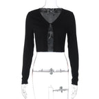 Female Cardigan Fashion Solid Long Sleeve Sexy Ribbed Casual Top