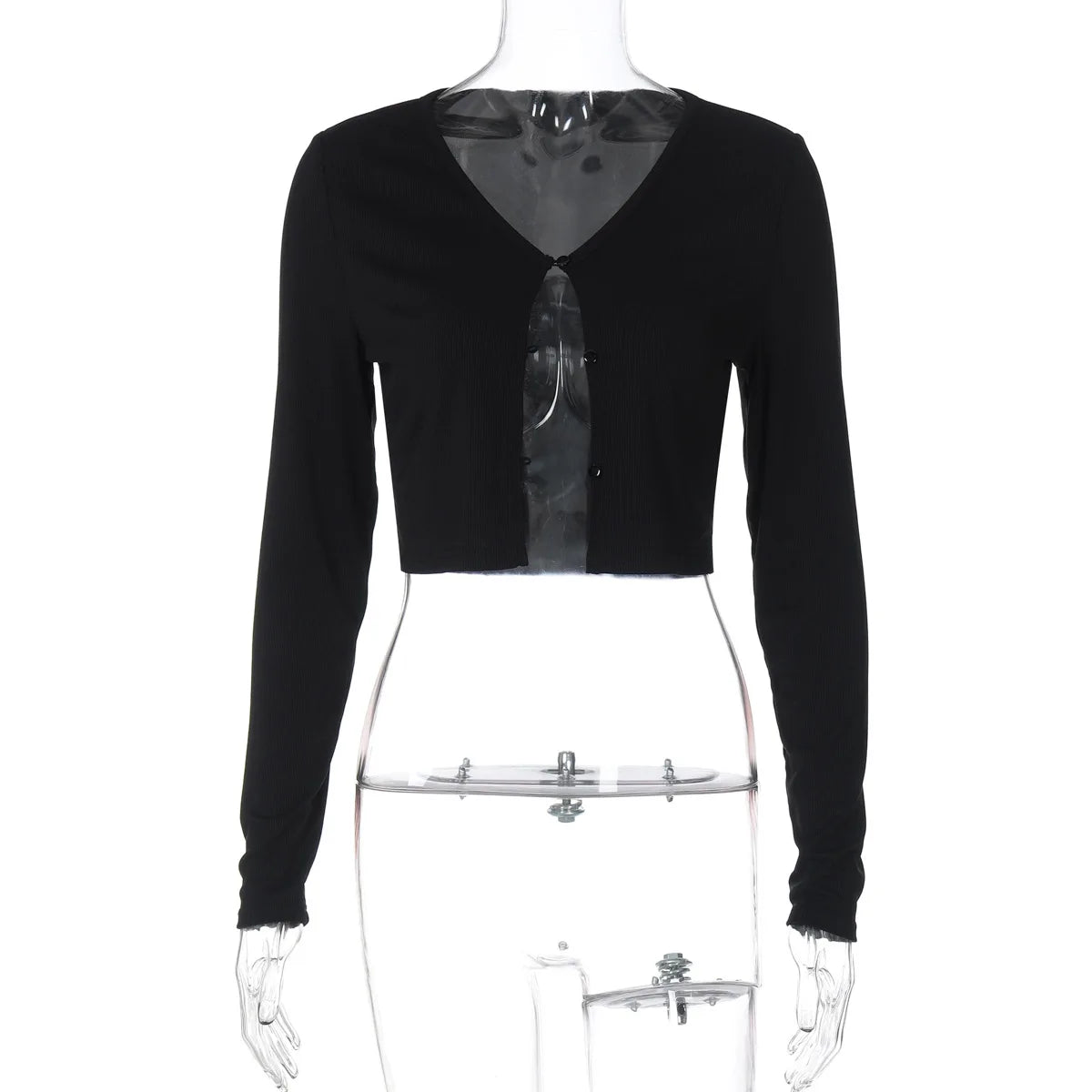 Female Cardigan Fashion Solid Long Sleeve Sexy Ribbed Casual Top