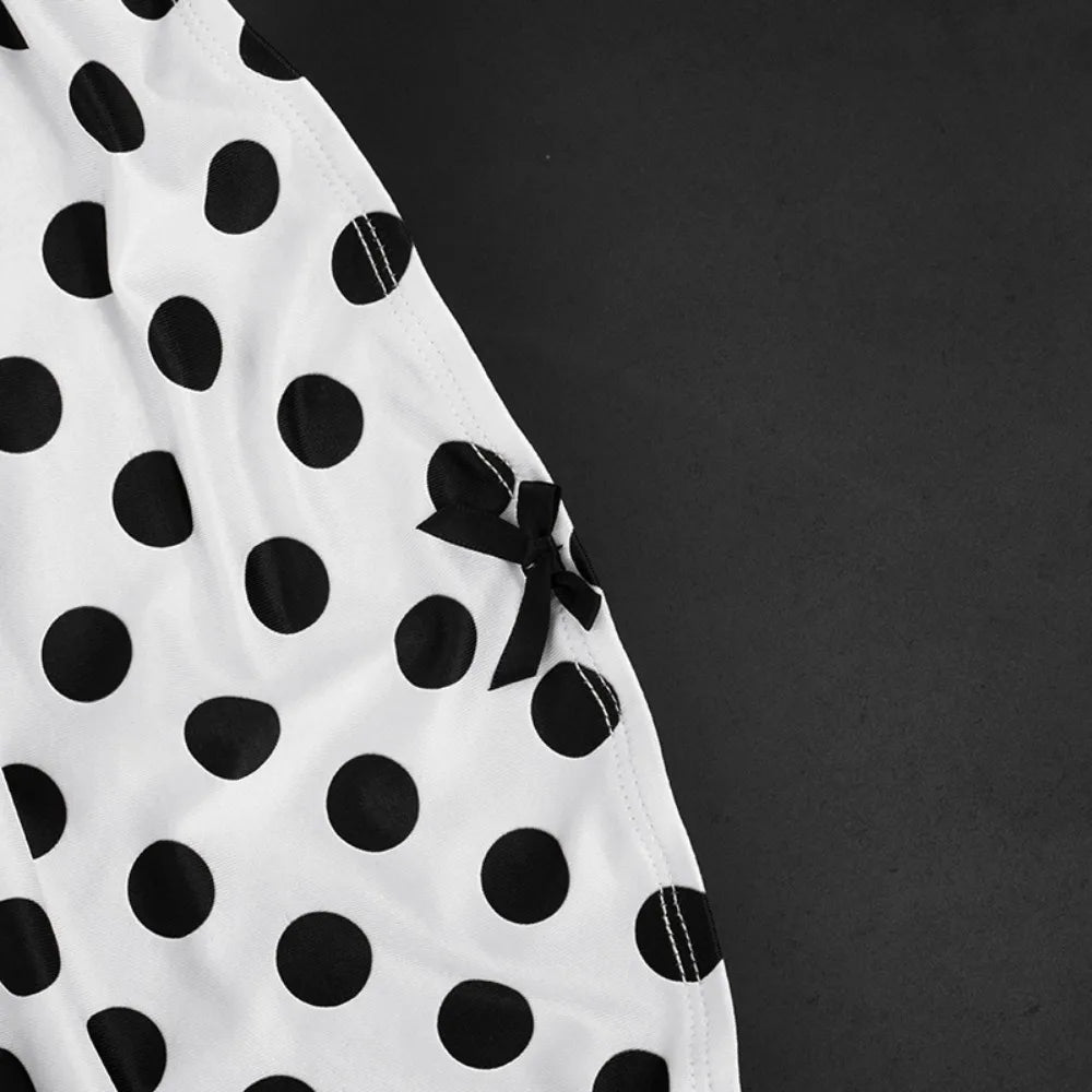 Polka Dot Two piece Halter Crop Set With Backless Top And Skinny Capri Pants