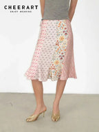 Romantic Patchwork Floral Mermaid Skirt For Women Knee Length Fashion Bottoms