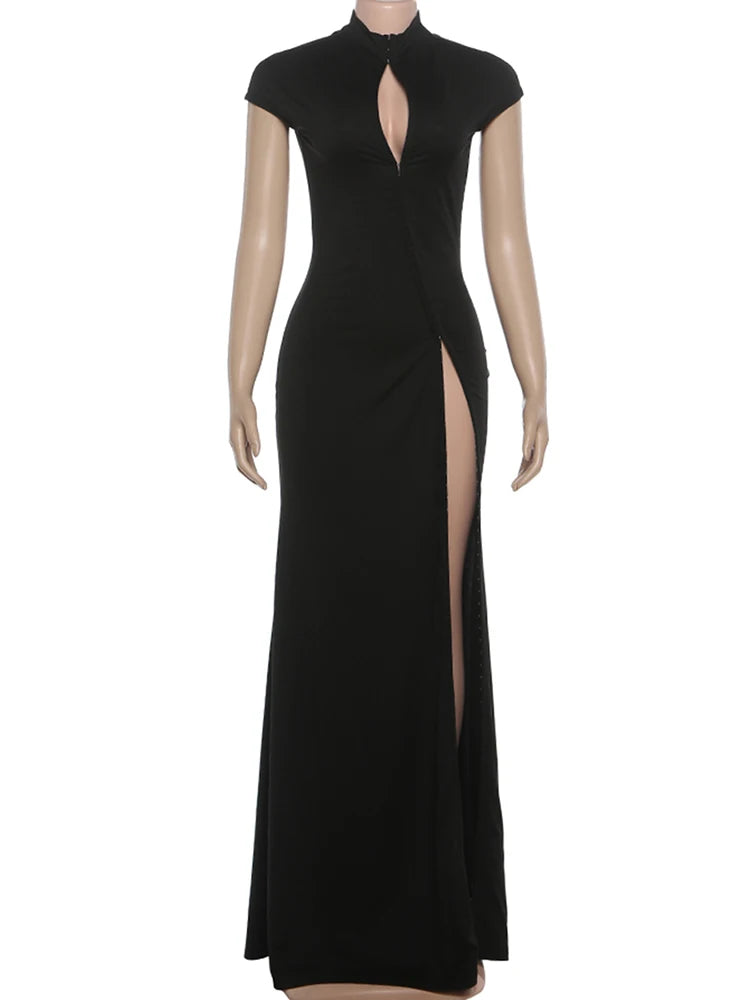 Elegant Asymmetric Shoulder Wrap Dress With Slim Fit Ankle Length