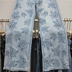 Beaded Embroidered Denim Wide Leg Jeans For Women With Vintage Style And Elegant Flair