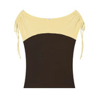 Ruffled Crop Tank With Lace Up Patchwork O Neck Sleeveless Top