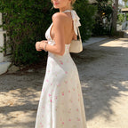 Airy Neck Collar Flowy A Line Dress With Printed Waist For Summer Elegance Light Dress