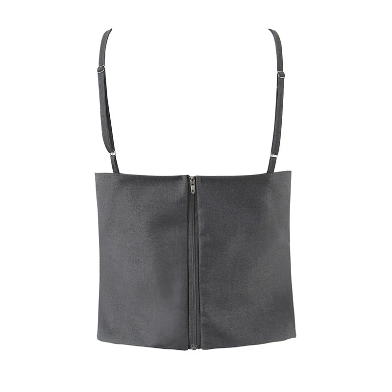 Vintage Square Collar Hollow Out Sleeeveless Cropped Top