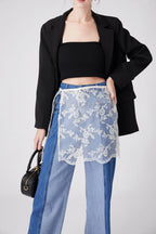 Floral Embroidered Lace Sheer Skirt Overlay