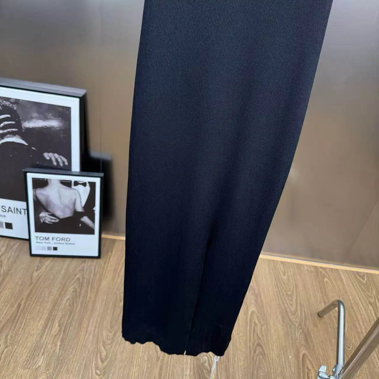 Hollow-Out Knit Vest Dress With Metal Buttons Sleeveless Slit