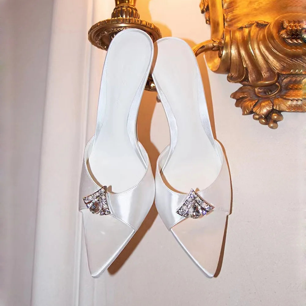 Elegant Crystal Pointed Toe Slippers