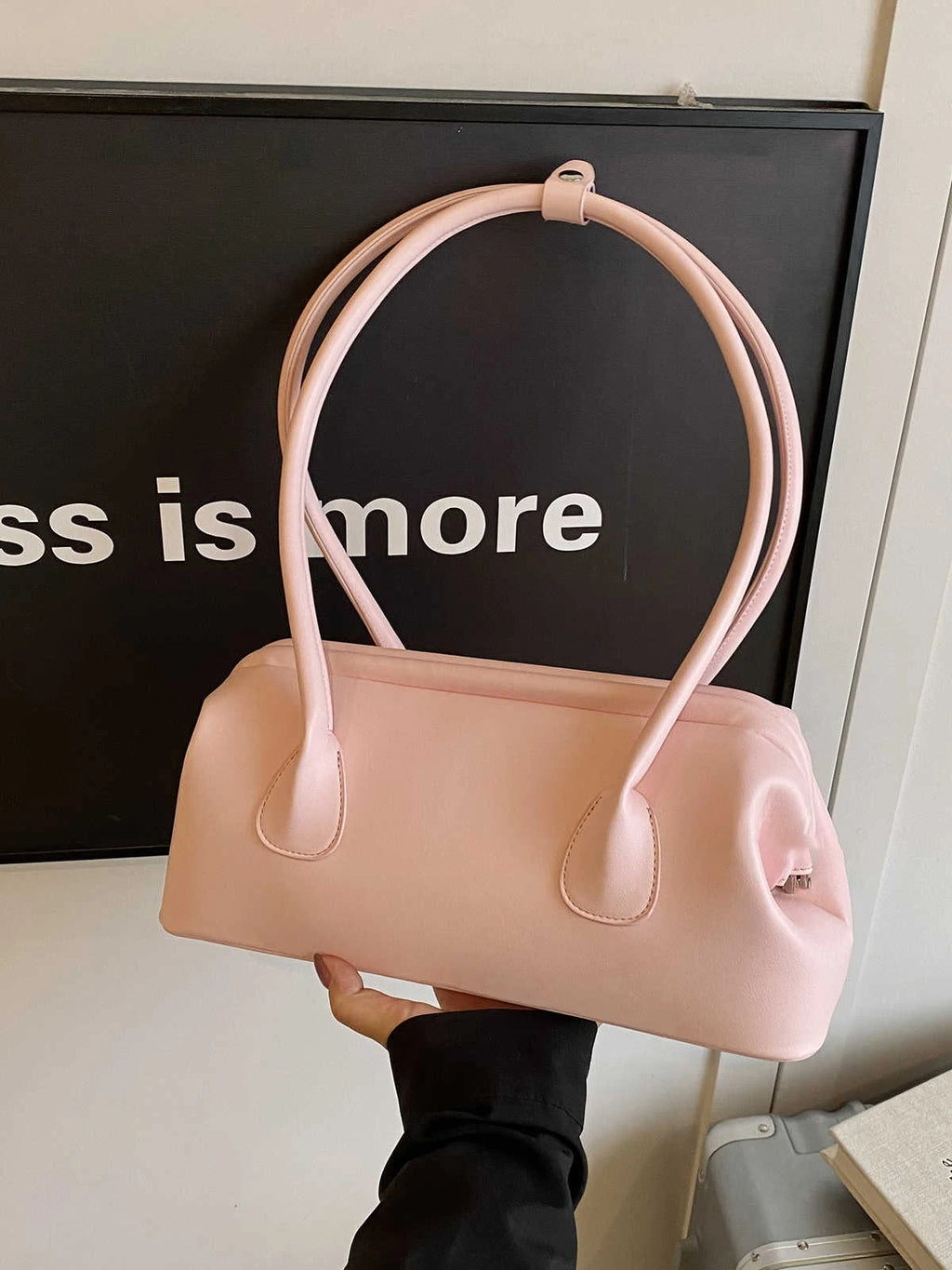Underarm Bag Solid Color PU Shoulder Handbag