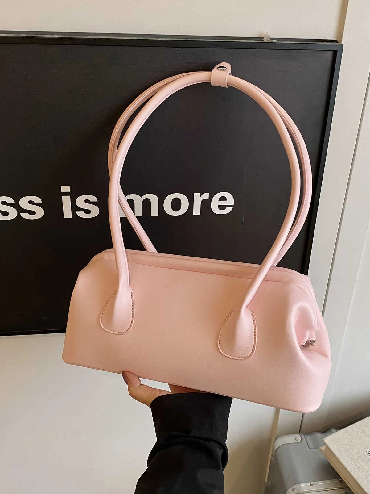 Underarm Bag Solid Color PU Shoulder Handbag