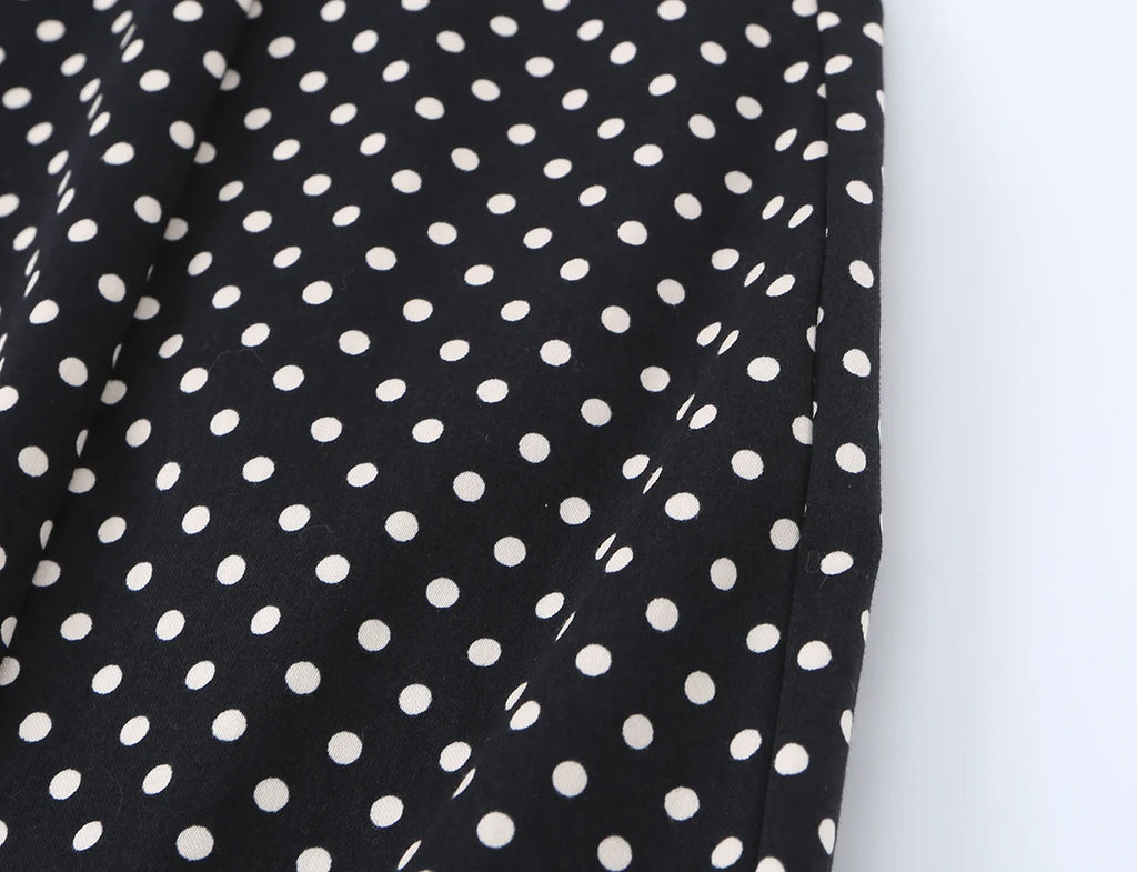 Black Polka Dot Summer Mini Dress With Bow Detail Sleeveless Slimming Waist
