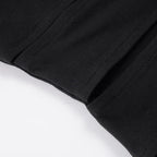 Hollow Stand-Up Collar Shirt With Ultra Slim Fit Short Sleeve Black Top