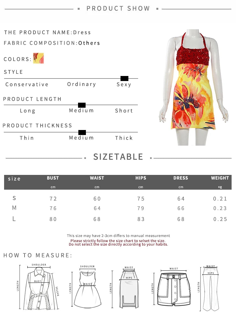 Floral Patchwork Mini Dress With Halter Backless Design