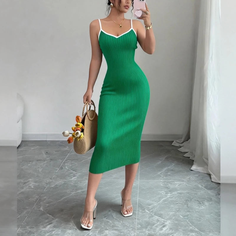 Spaghetti Strap Sundress Midi Knit