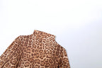 Leopard Print Mock Neck Tracksuit With Slim Capri Pants