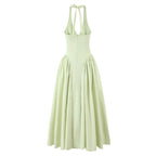 Backless Halter Midi Dress For Women Elegant A Line
