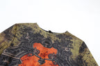 Tie Dye Jumpsuit With O Neck Zip Front Slim Streetwear Overalls