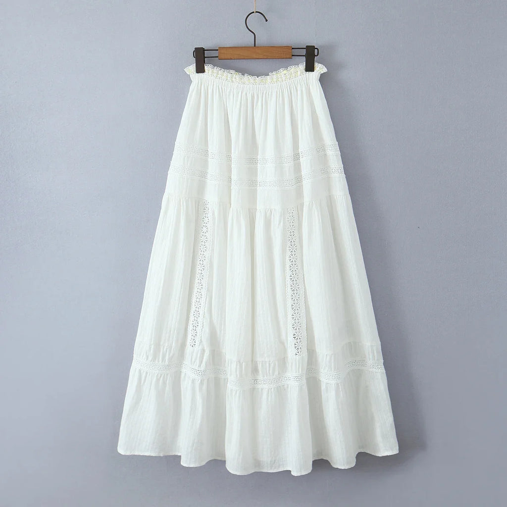 White Lace 2-Piece Maxi Skirt Set