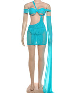 Hollow Slash Neck Sleeveless Bodycon Dress With See Through Mesh Tassels