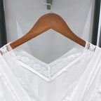 Sweet Lace V Neck Blouse With Ruffles And Flutter Sleeves