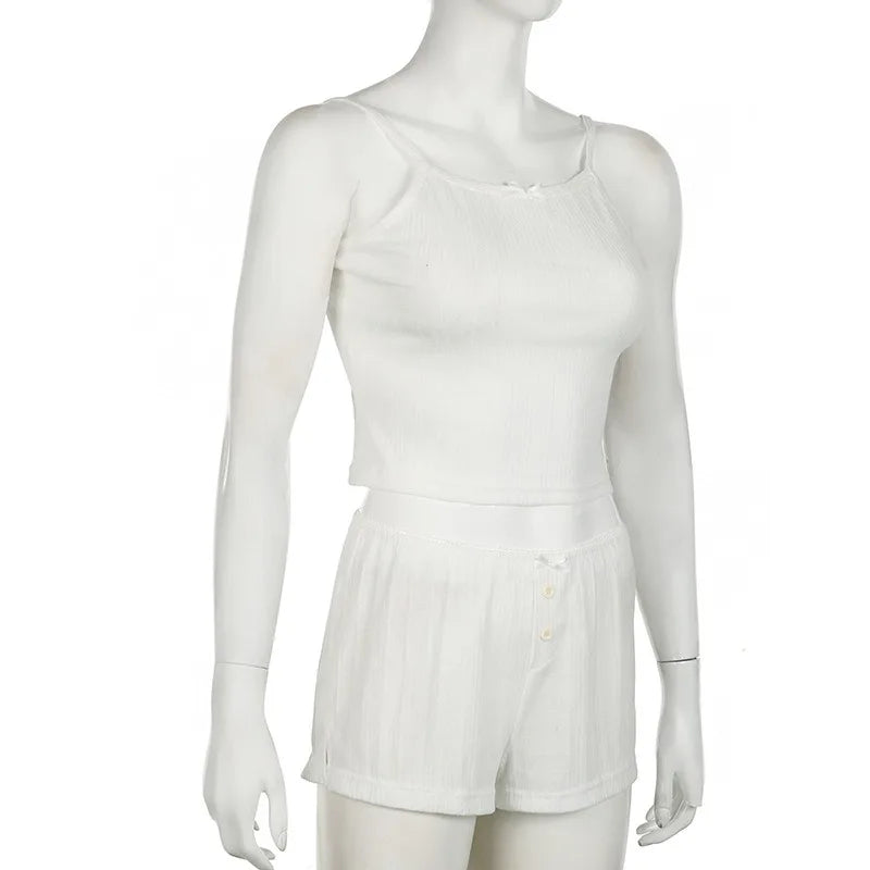 Sultry Suspender Sleep Set With Lightweight Top And Shorts