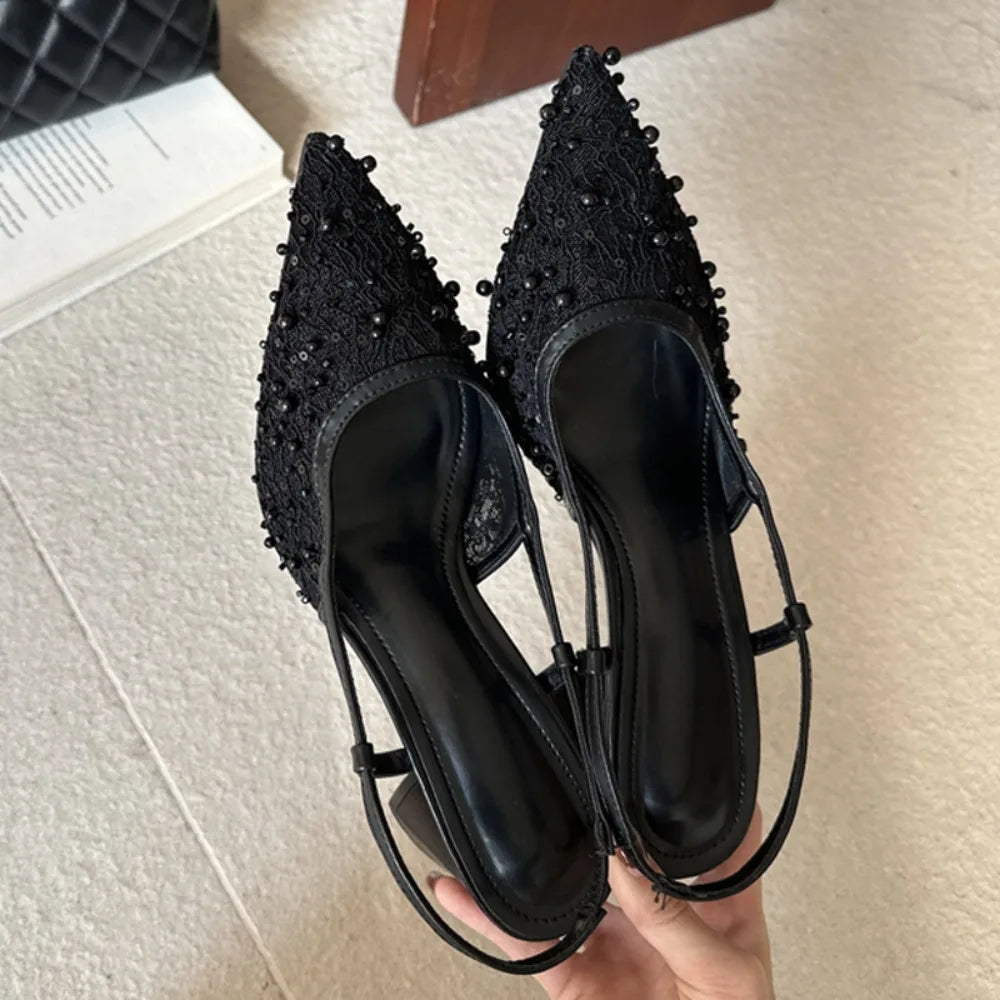 Chic Pointed Toe Slingback Pumps With Breathable Mesh