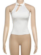 Chic Hollow Tank Top With Buckle Detail