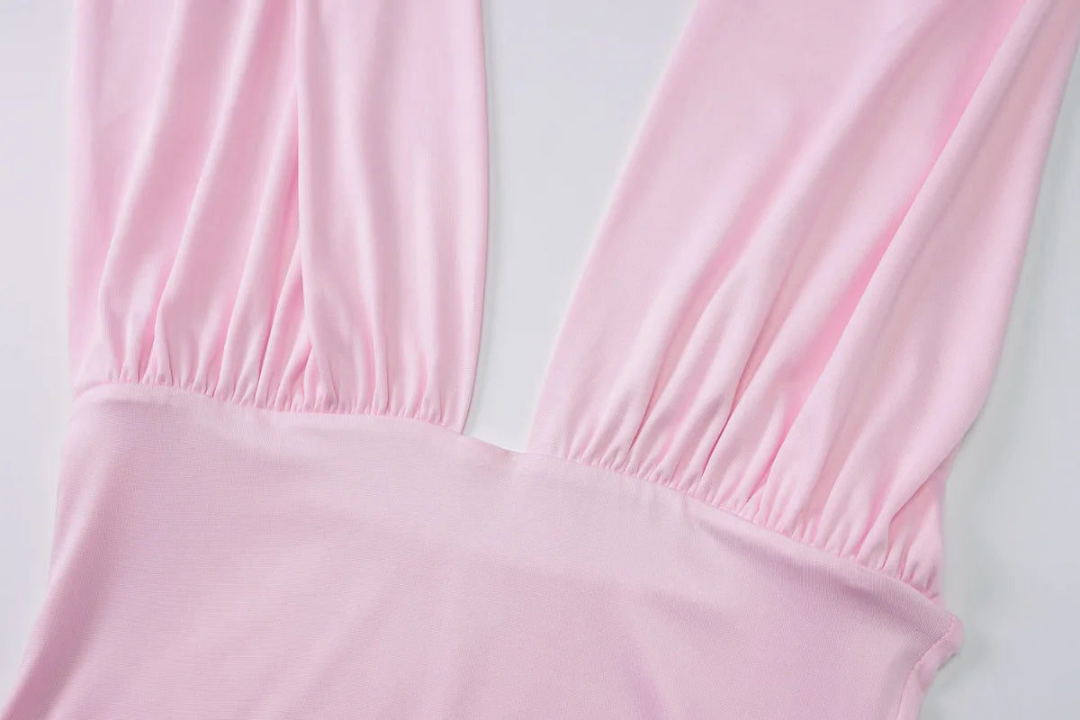 Women Halter Neck Backless Elastic V Neck Crop Top