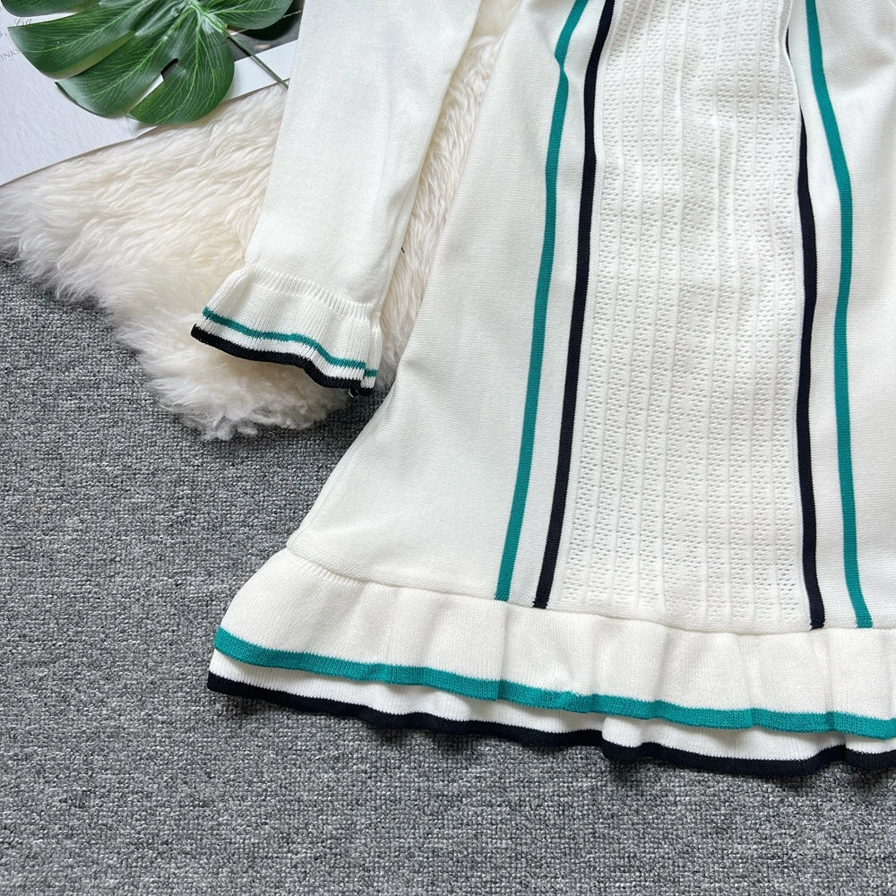 Knit Mini Dress With Ruffles