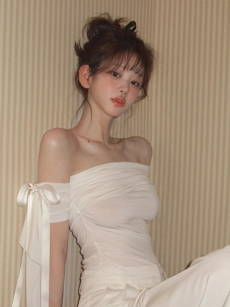 Knot Tie One Shoulder Vest Crop Top