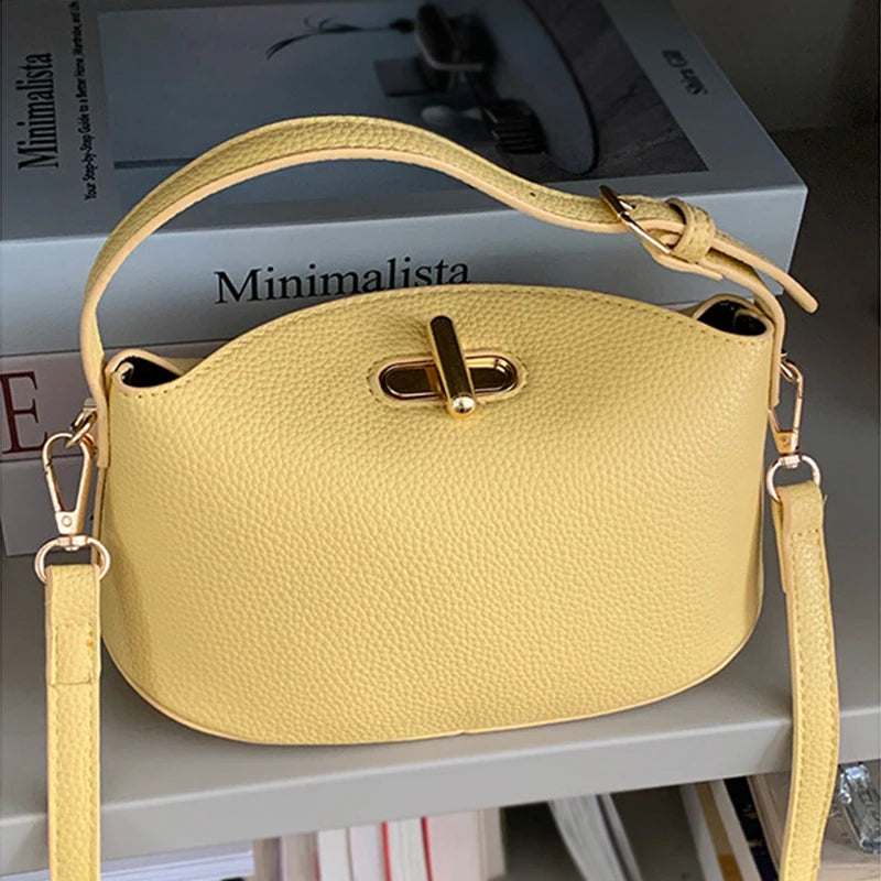 Soft Leather Bucket With Gold Button Tassel Luxe Everyday Shoulder Satchel For Women