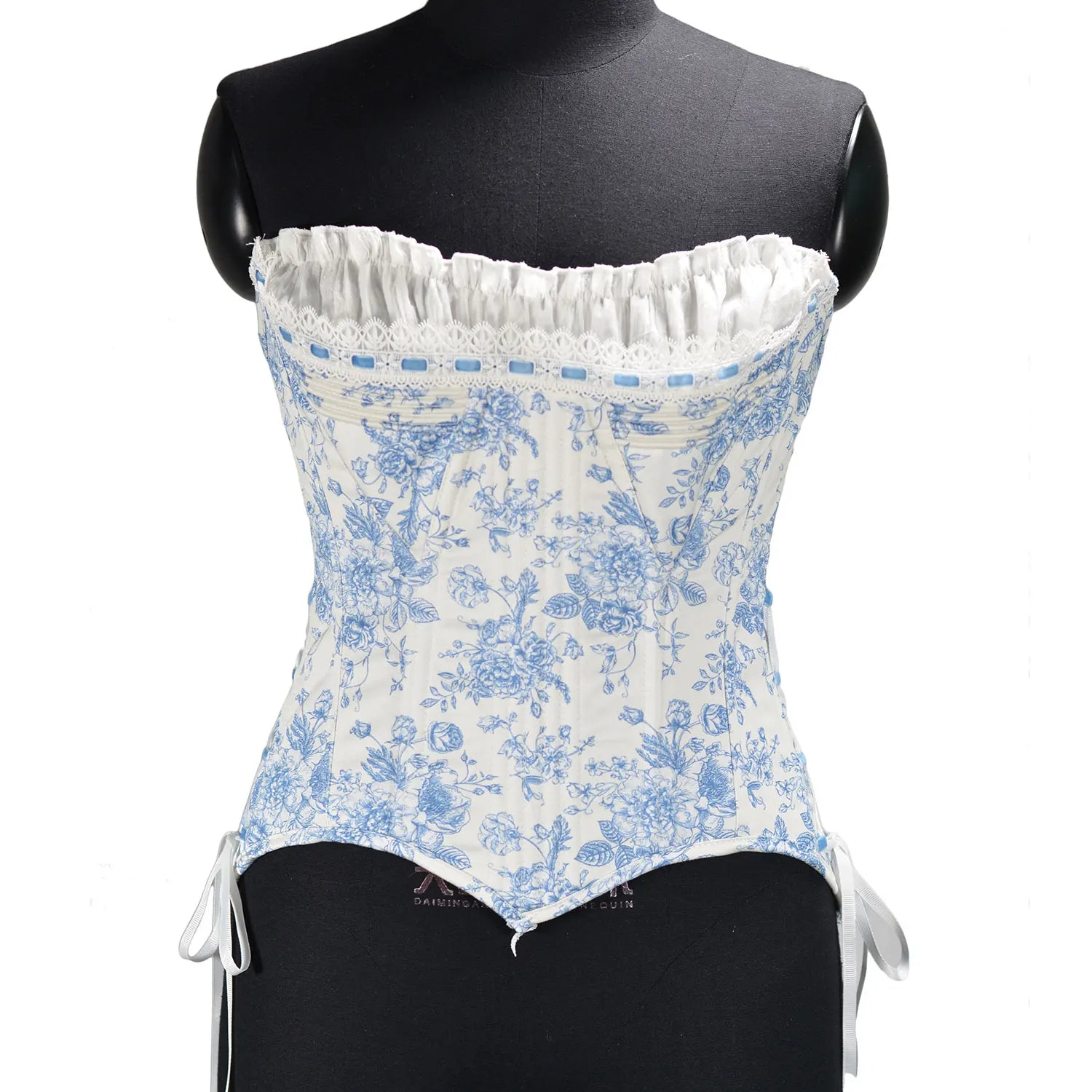 Victorian Gothic Jacquard Lace Up Corset Crop Top Overbust Bustier With Straps Waist Trainer