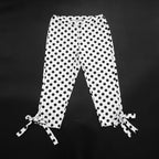 Polka Dot Two piece Halter Crop Set With Backless Top And Skinny Capri Pants