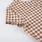 Summer Plaid Short Sleeve Pajama Set
