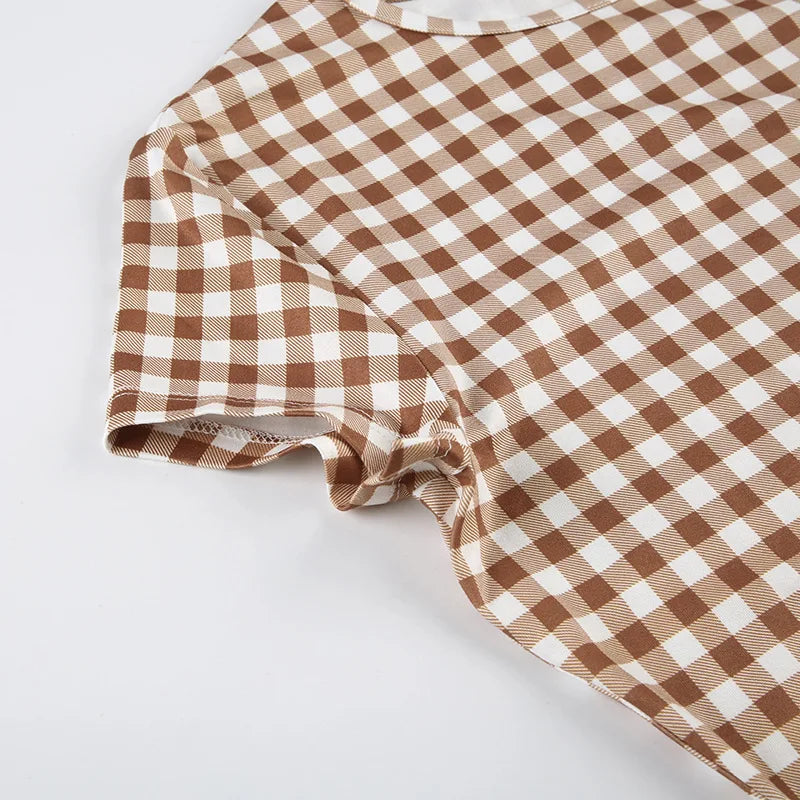 Summer Plaid Short Sleeve Pajama Set