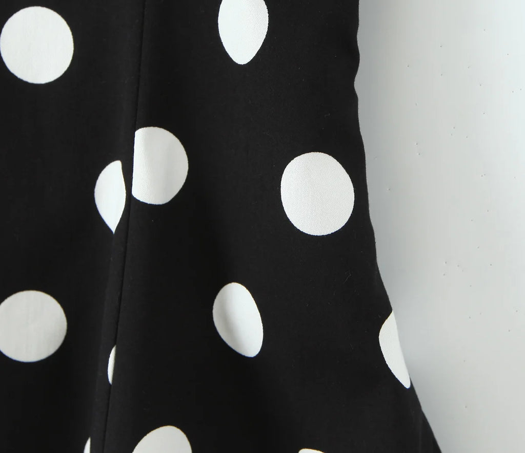 Women Fashion Sleeveless Backless Sexy Black Polka Dot Bow Neck Halter Top