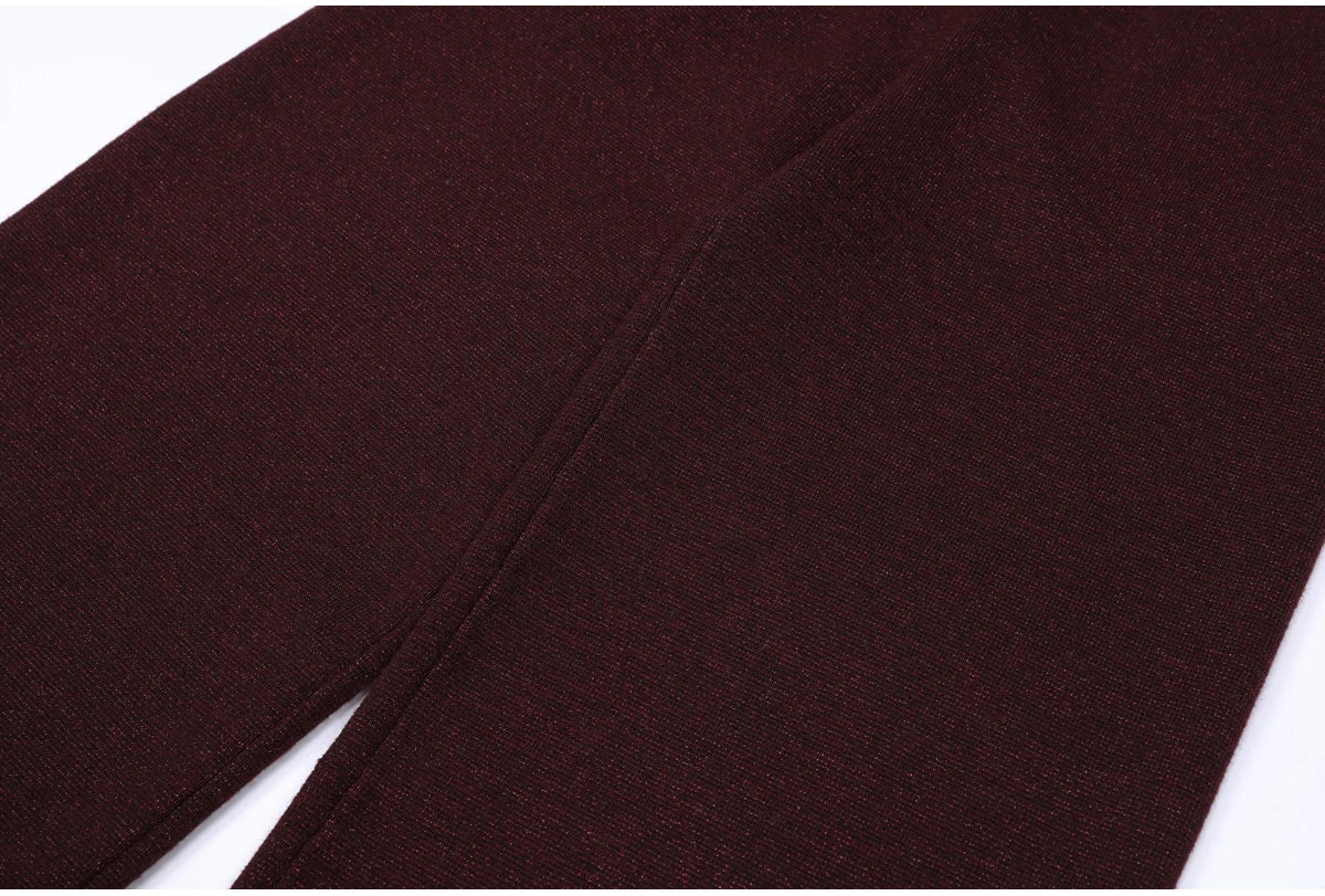 Diamond Buckle Knit Top With Elastic Fit Long Sleeve Pullover Round Neck For Women