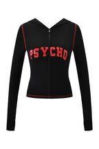 Two Piece Slim Fit Letter Print Hooded Zipper Jacket And Pants Set Open Thread Design