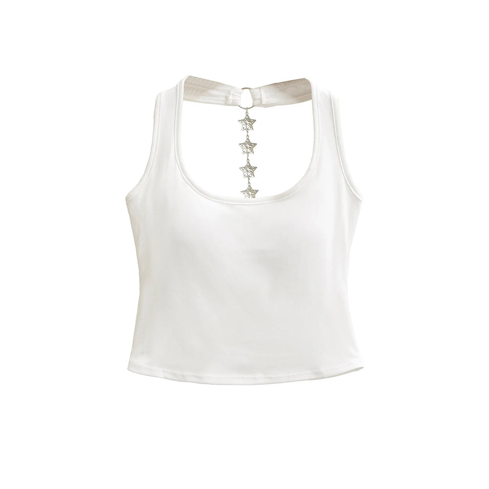 Midnight Y2K Backless Chain Cutout Strapless Tank Top