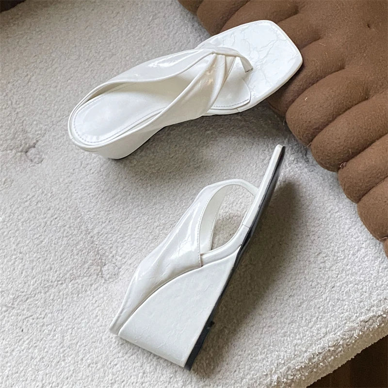 Square Toe Sandals With Wedges And Heels Elevated Flip Flop Style